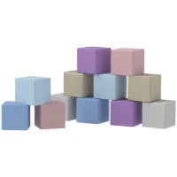 Set 12 Cubi Giocattolo Morbidi per Bambini 12-36 Mesi in PU ed EPE, 20x20x20 cm, Multicolore