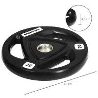 Set di 2 Dischi Pesi da 20kg in Acciaio con Rivestimento in Gomma per Bilanciere