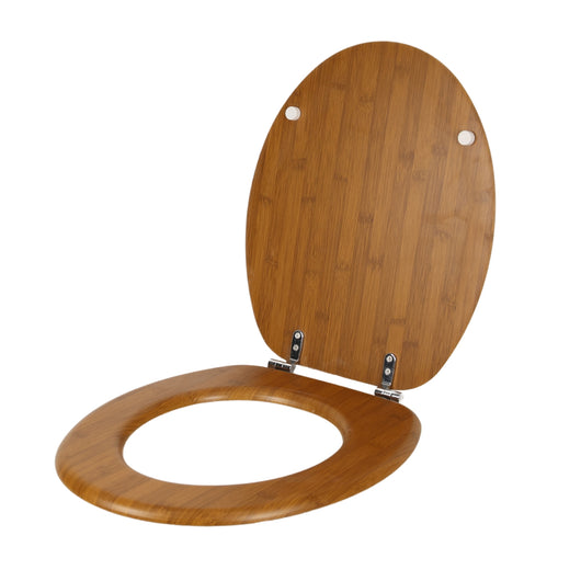 Sedile copriwater tavoletta universale linea bamboo mdf legno cerniere metallo *** tinta acero scuro, confezione 1