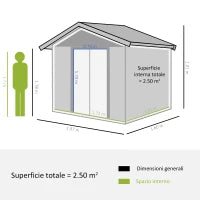 Capanna da Giardino in Acciaio e PP con Prese d'Aria, 197x163x178-200 cm, Marrone