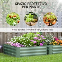 Set di 2 Letti per Orto Rialzati in Acciaio Zincato per Piante e Ortaggi, 100x100x30cm