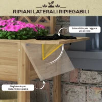 Fioriera con Grigliato e Ripiani Laterali e Inferiore, in Legno di Abete, 140x45x151 cm