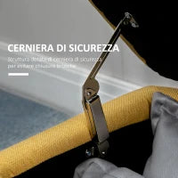 Panca Fondo Letto con Spazio Contenitore e Rivestimento in Poliestere Giallo, 101x38.5x44.5 cm