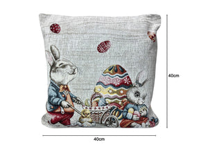 Federa Cuscino Arredo Casa Fodera Tessuto Cinigliato Pasqua Bunny Easter - 40x40 - Bunny Easter