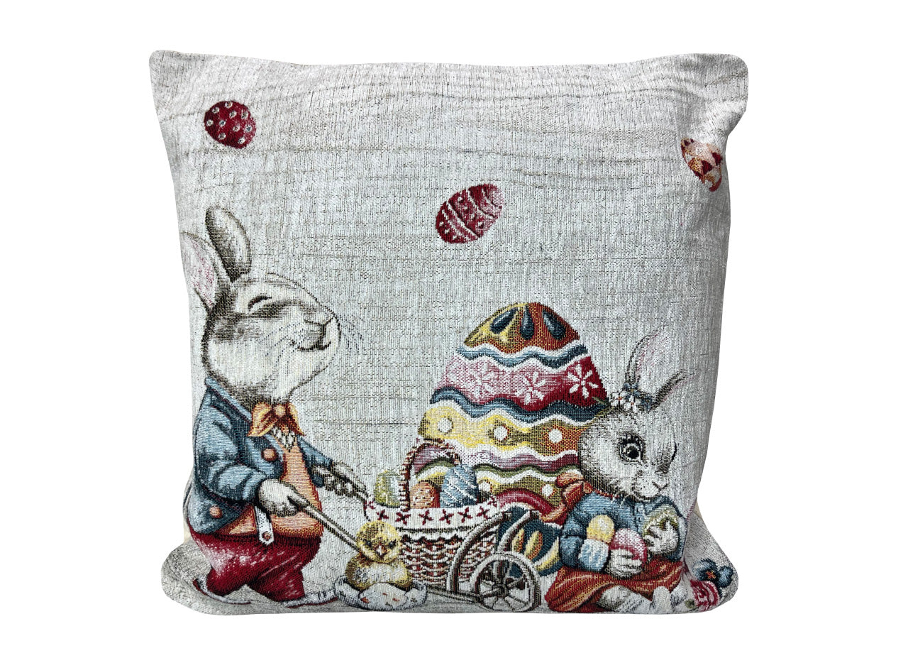 Federa Cuscino Arredo Casa Fodera Tessuto Cinigliato Pasqua Bunny Easter - 40x40 - Bunny Easter