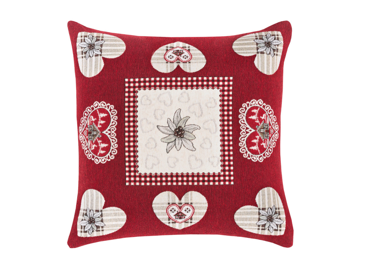 Federa Cuscino Arredo Casa Fodera Tessuto Cinigliato Cuori Ortles - 40x40 - Ortles