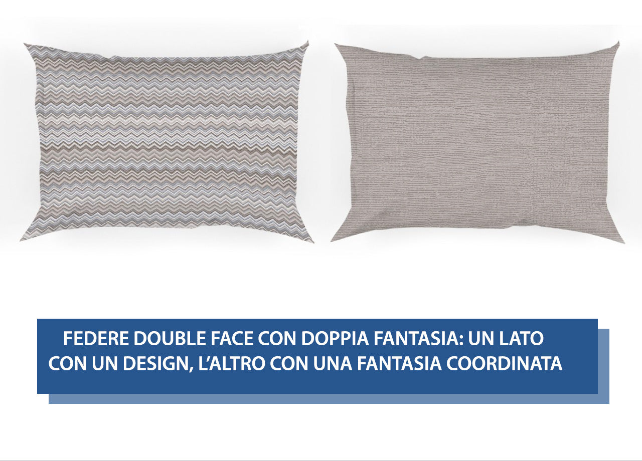 Sacco Copripiumino In 100% Cotone Made Italy Disegno Baia - Matrimoniale - Beige