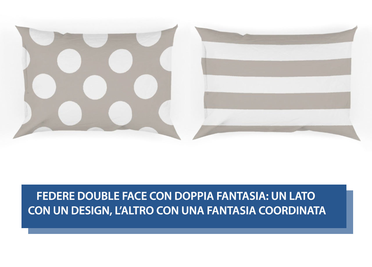 Sacco Copripiumino In 100% Cotone Made Italy Disegno Pois - Singolo - Beige