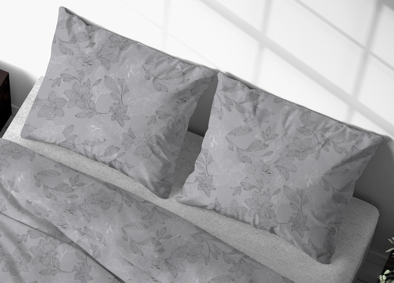 Sacco Copripiumino In Morbida Flanella 100% Cotone Disegno Lilly - Piazza E Mezza - Grigio