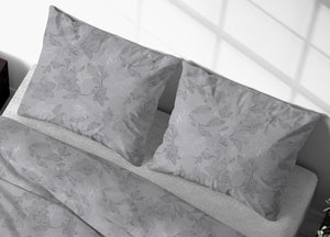 Sacco Copripiumino In Morbida Flanella 100% Cotone Disegno Lilly - Piazza E Mezza - Grigio