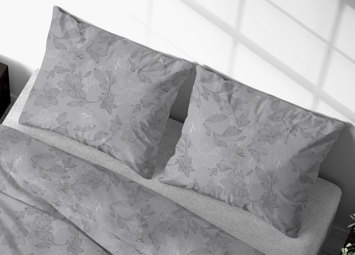 Sacco Copripiumino In Morbida Flanella 100% Cotone Disegno Lilly - Piazza E Mezza - Grigio