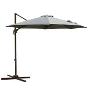 Ombrellone da Giardino a Manovella e a 8 Stecche con Angolazione Regolabile, Ø2.95x2.5 m, Grigio