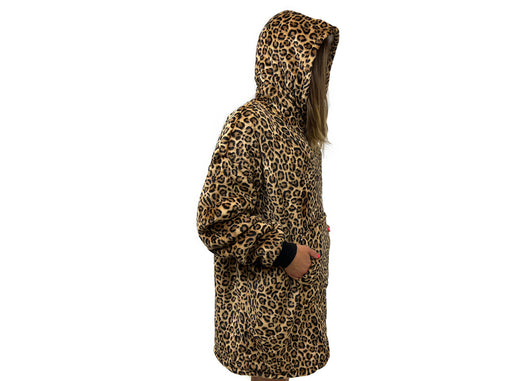 Felpa Plaid Coperta Retro Agnellato Con Tasca Sherpa Inverno Caldo Leopardato