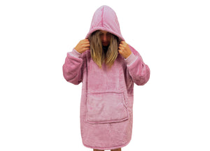 Felpa Plaid Coperta Retro Agnellato Con Tasca Sherpa Inverno Caldo Tinta Unita - Felpone - Rosa