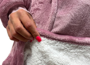 Felpa Plaid Coperta Retro Agnellato Con Tasca Sherpa Inverno Caldo Tinta Unita - Felpone - Rosa