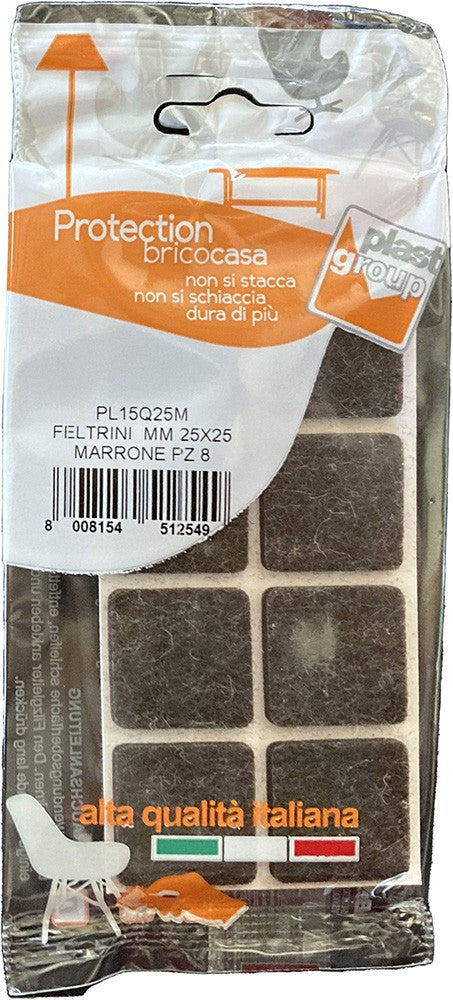 FELTRINI ADES. MM.25X25 QUADRATO MARRONE pz 10