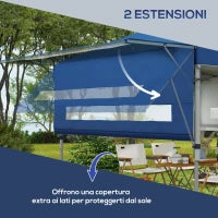 Gazebo Pieghevole 5x3m con Pareti Estensibili, Altezza Regolabile e Borsa con Ruote, Blu