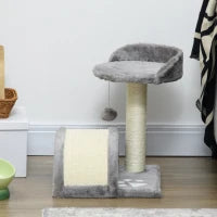 Albero tiragraffi per gatti con palline giocattolo, in sisal 35,5 x 37 x 46 cm, Grigio