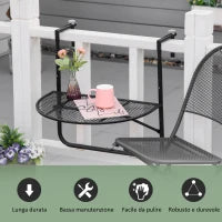 Tavolo da Ringhiera Pieghevole e Regolabile in Metallo, 60x60x57-72cm, Nero
