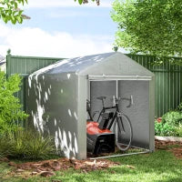 Capanno Porta Attrezzi e Tenda Garage per Bici e Moto con Copertura Anti-UV, 1.6x2m, Grigio Chiaro