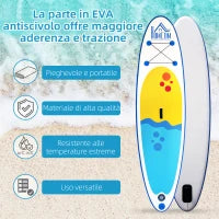 Tavola SUP Gonfiabile Stand Up Paddle con Pagaia Regolabile, Tavola da Surf con Accessori Inclusi, Blu 305x76x10cm