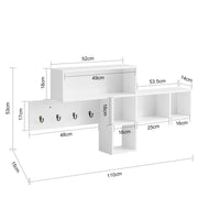 Portachiavi Mobile Ingresso da Muro Appendiabiti Legno Attaccapanni da Muro Scaffale Murale Libreria da Parete Mensola Libreria FHK17-W