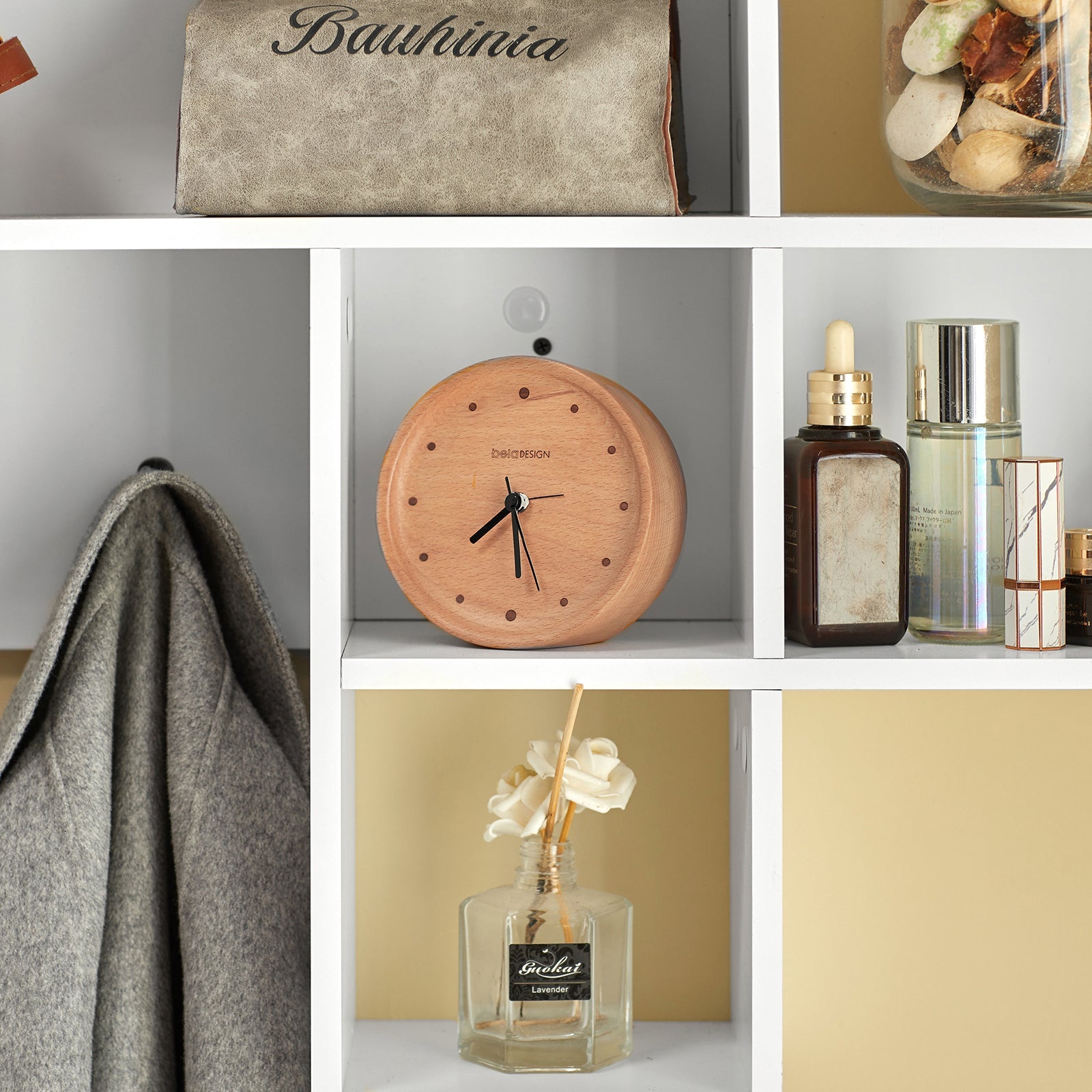 Portachiavi Mobile Ingresso da Muro Appendiabiti Legno Attaccapanni da Muro Scaffale Murale Libreria da Parete Mensola Libreria FHK17-W