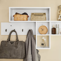 Portachiavi Mobile Ingresso da Muro Appendiabiti Legno Attaccapanni da Muro Scaffale Murale Libreria da Parete Mensola Libreria FHK17-W
