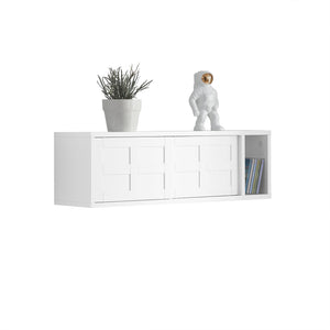 Pensile ingresso con ante scorrevoli Mensola Parete Portachiavi da muro Design Moderno Legno Bianco, FHK18-W