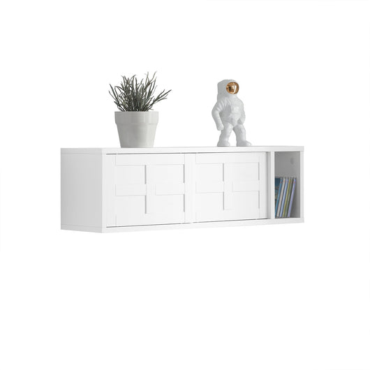 Pensile ingresso con ante scorrevoli Mensola Parete Portachiavi da muro Design Moderno Legno Bianco, FHK18-W