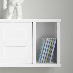 Pensile ingresso con ante scorrevoli Mensola Parete Portachiavi da muro Design Moderno Legno Bianco, FHK18-W