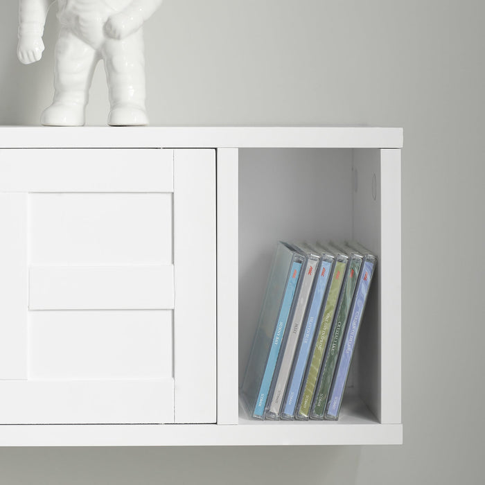 Pensile ingresso con ante scorrevoli Mensola Parete Portachiavi da muro Design Moderno Legno Bianco, FHK18-W