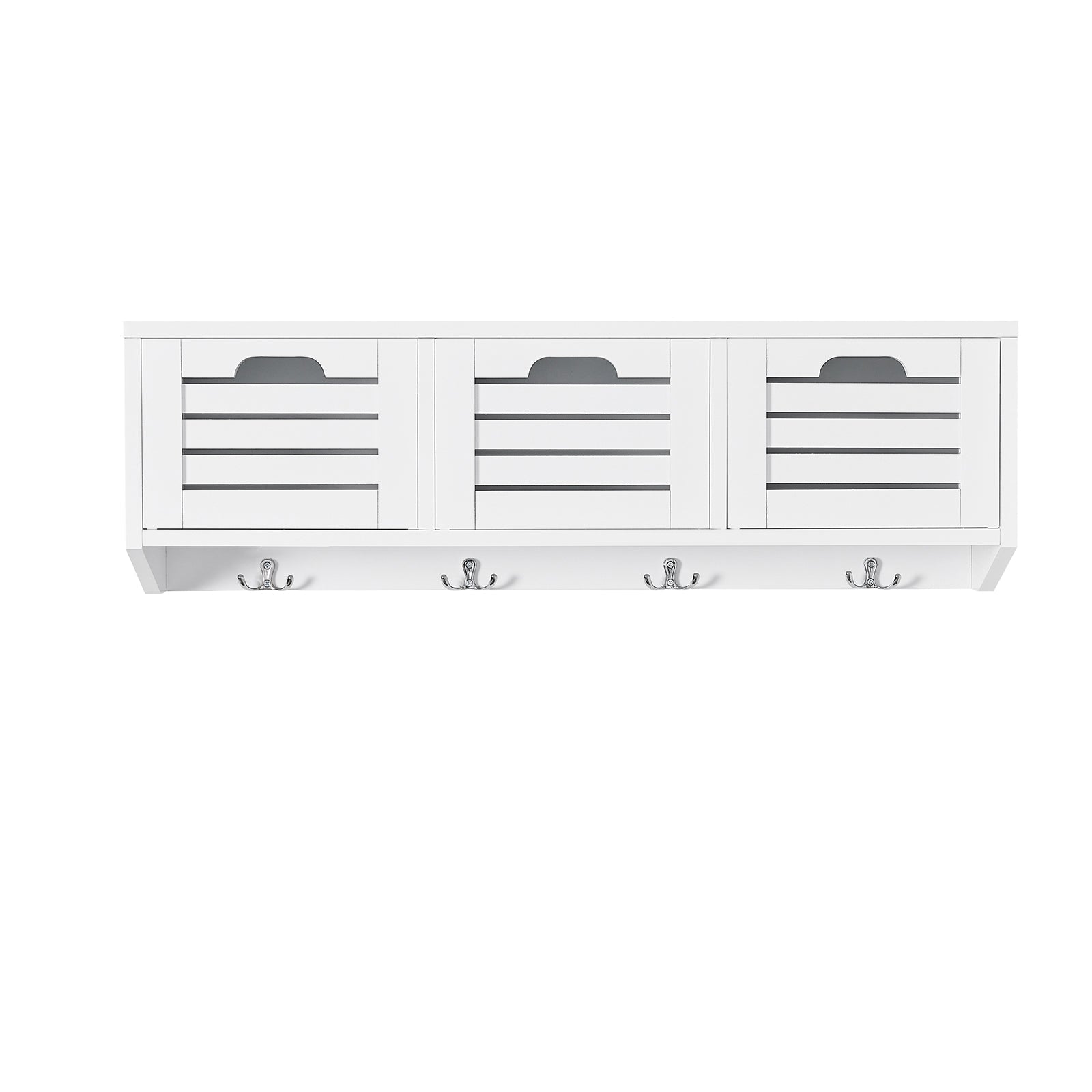 Portachiavi Mobile Ingresso da Muro Appendiabiti Legno Attaccapanni da Muro Scaffale Murale Libreria da Parete Mensola Libreria Bianco FHK19-W