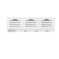 Portachiavi Mobile Ingresso da Muro Appendiabiti Legno Attaccapanni da Muro Scaffale Murale Libreria da Parete Mensola Libreria Bianco FHK19-W