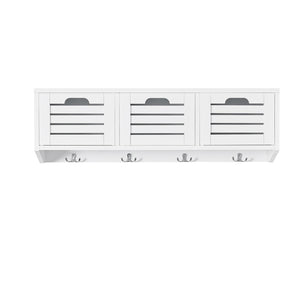 Portachiavi Mobile Ingresso da Muro Appendiabiti Legno Attaccapanni da Muro Scaffale Murale Libreria da Parete Mensola Libreria Bianco FHK19-W