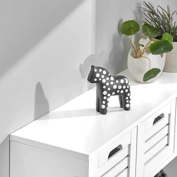 Portachiavi Mobile Ingresso da Muro Appendiabiti Legno Attaccapanni da Muro Scaffale Murale Libreria da Parete Mensola Libreria Bianco FHK19-W