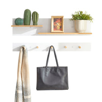 Portachiavi Mobile Ingresso da Muro Appendiabiti Legno Attaccapanni da Muro Scaffale Murale Mensola Scaffale FHK21-WN