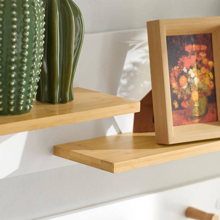 Portachiavi Mobile Ingresso da Muro Appendiabiti Legno Attaccapanni da Muro Scaffale Murale Mensola Scaffale FHK21-WN