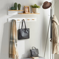 Portachiavi Mobile Ingresso da Muro Appendiabiti Legno Attaccapanni da Muro Scaffale Murale Mensola Scaffale FHK21-WN