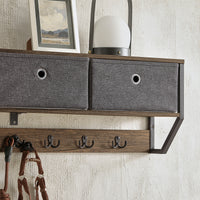 SoBuy Appendiabiti a parete con 3 cesti e 7 ganci Mensola pensile Armadio vintage 100x20x30cm FHK26-N