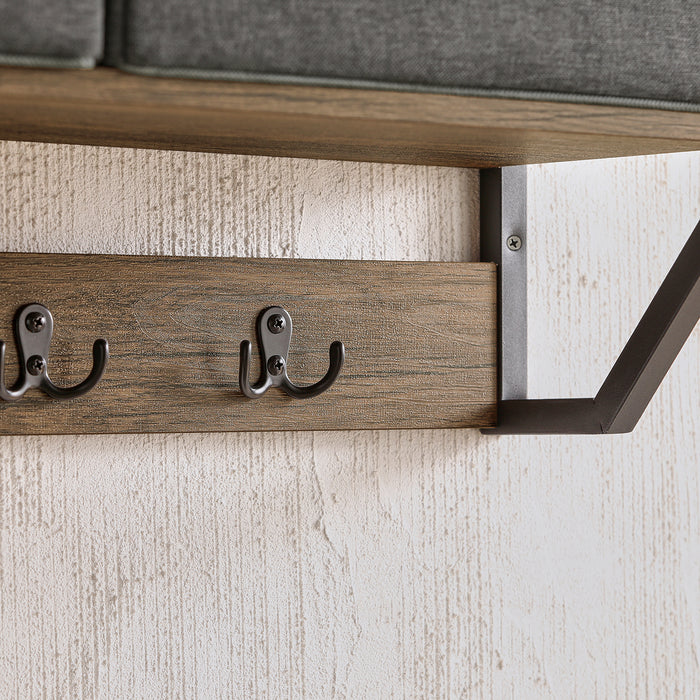 SoBuy Appendiabiti a parete con 3 cesti e 7 ganci Mensola pensile Armadio vintage 100x20x30cm FHK26-N