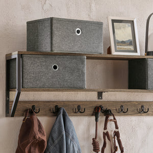 SoBuy Appendiabiti a parete con 3 cesti e 7 ganci Mensola pensile Armadio vintage 100x20x30cm FHK26-N