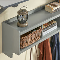 Appendiabiti da parete Appendiabiti da ingresso Mensola pensile con 3 cesti e 4 ganci, grigio chiaro 100x25x35cm FHK28-HG SoBuy