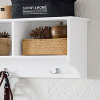 Appendiabiti da parete Appendiabiti da ingresso Mensola pensile con 3 scomparti e 3 ganci Bianco 100x20x30cm FHK35-W