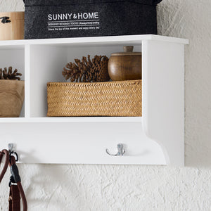 Appendiabiti da parete Appendiabiti da ingresso Mensola pensile con 3 scomparti e 3 ganci Bianco 100x20x30cm FHK35-W