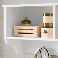 Appendiabiti da parete Appendiabiti da ingresso Mensola pensile con 3 scomparti e 3 ganci Bianco 100x20x30cm FHK35-W
