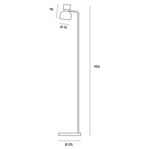 FIFTY LAMPADA DA TERRA STRUTTURA OTTONE VETRO BIANCO OPALE ATTACCO E14