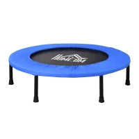 Trampolino Elastico per Allenamento con 30 Molle, in Acciaio, Plastica e PP, Ø91x22.5 cm, Nero e Blu