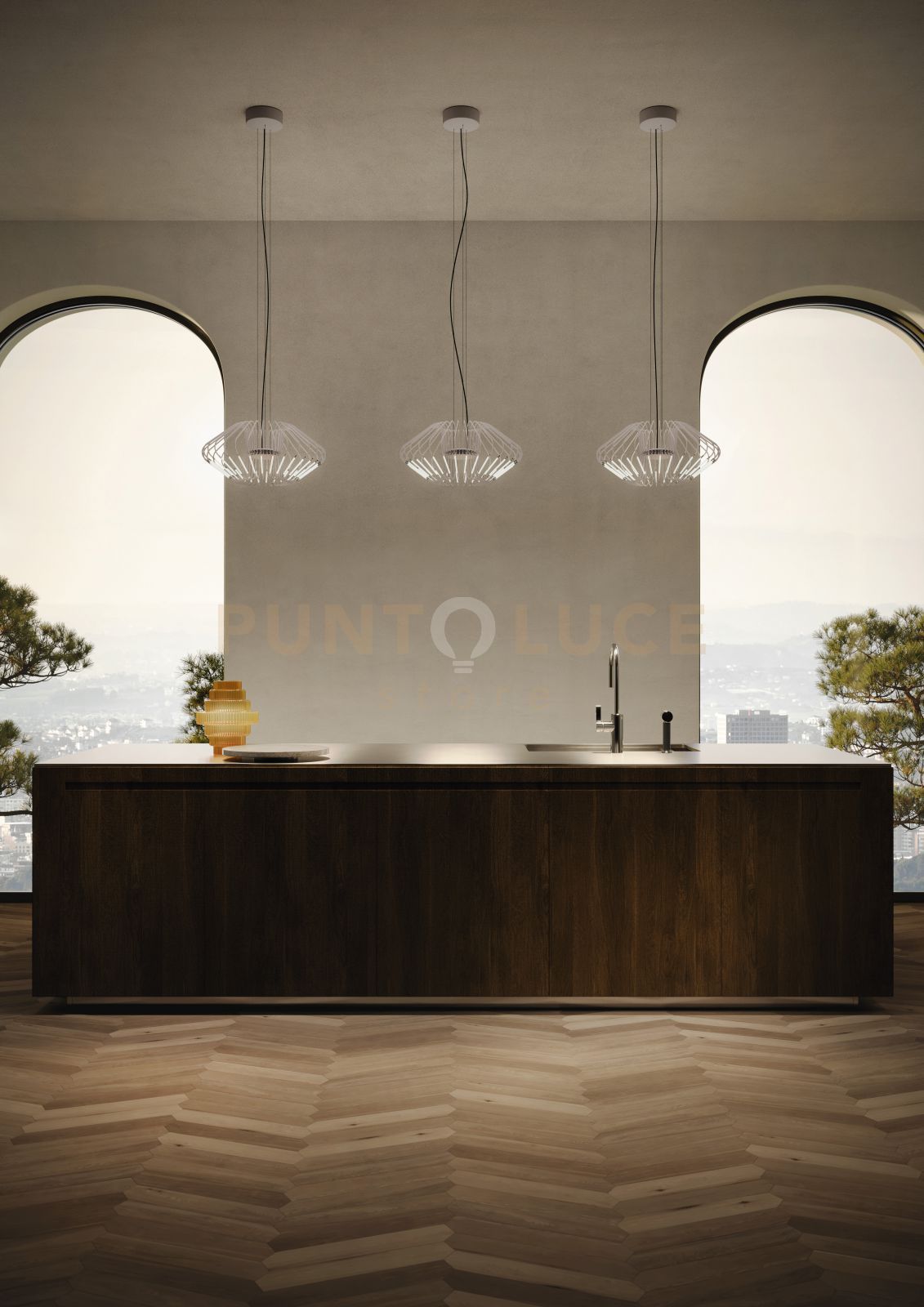 FILO LAMPADARIO A SOSPENSIONE DIAMETRO 50CM CIPRIA OPACO A LED 2700K 2460LM 36W