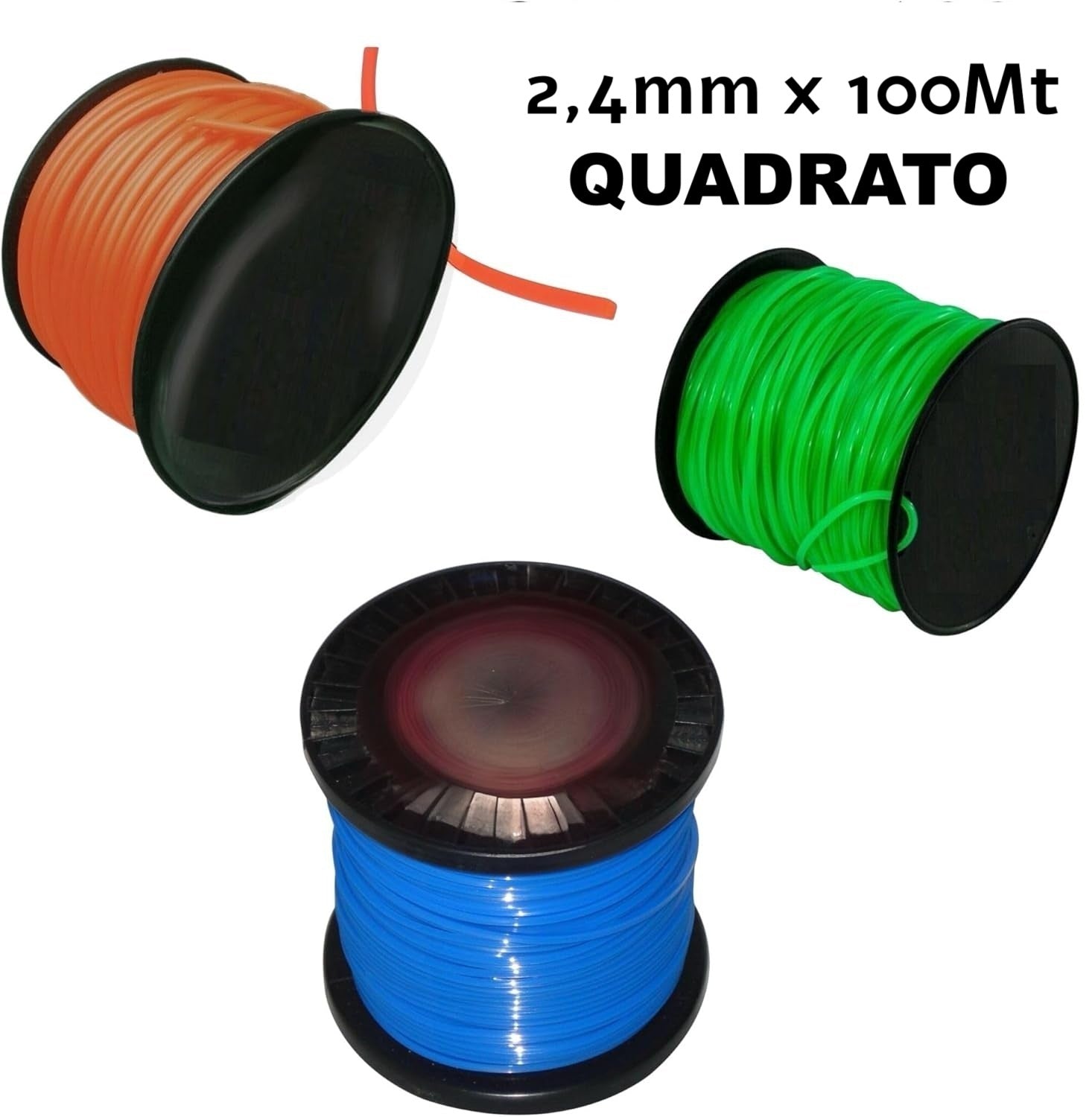 FILO PER DECESPUGLIATORE QUADRATO 2.4 mm bobina 100mt taglaerba cavo matassa